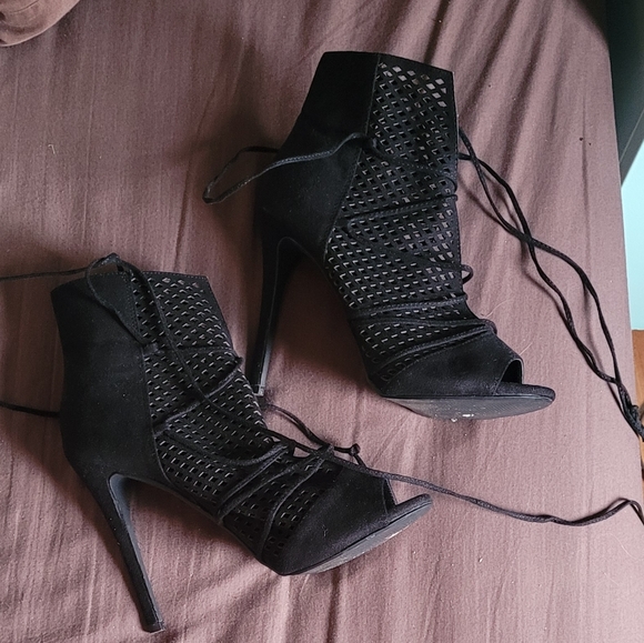 Suede Mesh Heels - Picture 8 of 10